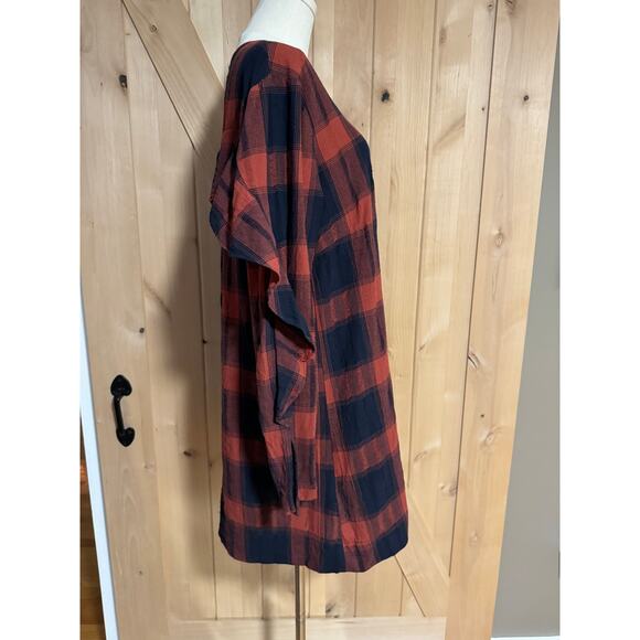 BCBGeneration | Red Black Plaid Long Sleeve Shirt Dress | Size Large - Picture 2 of 11